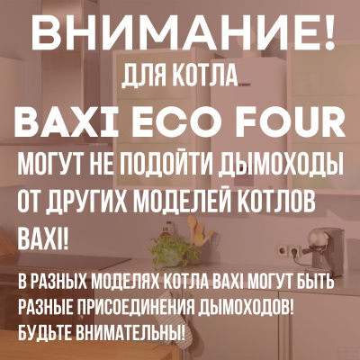 Дымоход для котла BAXI ECO FOUR любой мощности, комплект антилед (Китай) (DYMecofour)